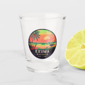 Exuma Bahamas Retro Sunset Seagull Souvenir 1950s Schnapsglas (Vorderseite)