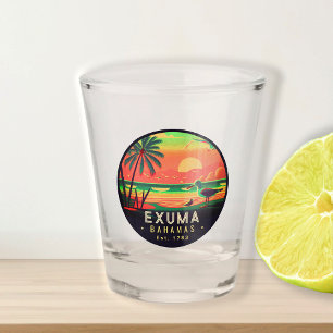 Exuma Bahamas Retro Sunset Seagull Souvenir 1950s Schnapsglas