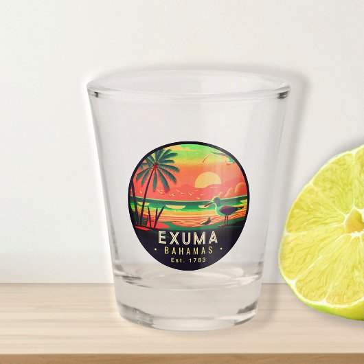 Exuma Bahamas Retro Sunset Seagull Souvenir 1950s Schnapsglas