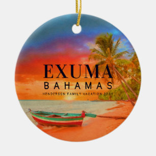 Exuma Bahamas Retro Sunset Travel Souvenir 1950s Keramik Ornament