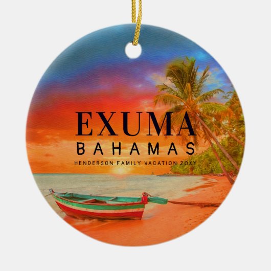 Exuma Bahamas Retro Sunset Travel Souvenir 1950s Keramik Ornament (Vorne)