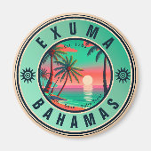 Exuma Bahamas Retro Sunset Travel Souvenir 1950s Magnet (Vorne)