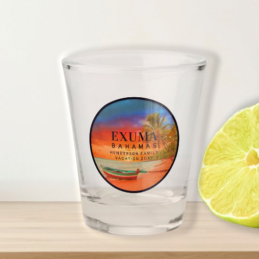 Exuma Bahamas Retro Sunset Travel Souvenir 1950s Schnapsglas