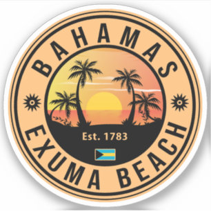 Exuma Bahamas Retro Sunset Vintag Souvenirs Aufkleber