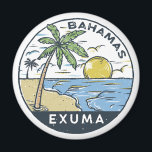 Exuma Bahamas Vintage Magnet<br><div class="desc">Exuma vector art design. The largest of the cays is Great Exuma, which is 37 mi in length and joined to another island, Little Exuma, by a small bridge.</div>