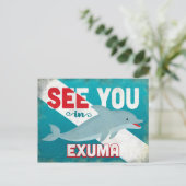 Exuma Dolphin - Retro Vintage Reise Postkarte (Stehend Vorderseite)