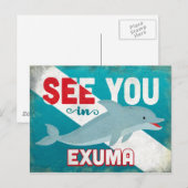 Exuma Dolphin - Retro Vintage Reise Postkarte (Vorne/Hinten)