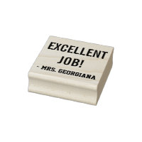 "EXZELLENT JOB!" + Lehrer Name Kautschuk Briefmark