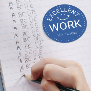 Exzellente Arbeit Personalisierte Lehrer Runder Aufkleber
