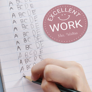 Exzellente Arbeit   Personalisierte Lehrer Runder Aufkleber