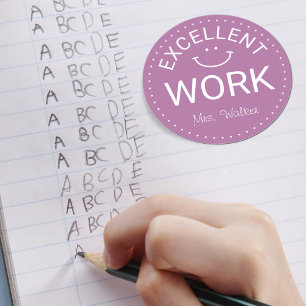 Exzellente Arbeit   Personalisierte Lehrer Runder Aufkleber