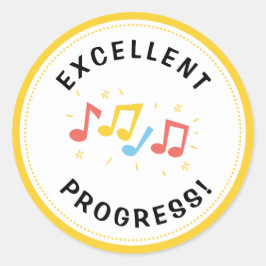 Exzellente Fortschritte Musiknoten Spaß belohnen Runder Aufkleber