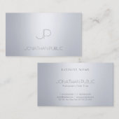Exzellente, moderne Silver Look Monogram Top Templ Visitenkarte (Vorne/Hinten)