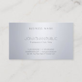 Exzellente, moderne Silver Look Monogram Top Templ Visitenkarte (Rückseite)