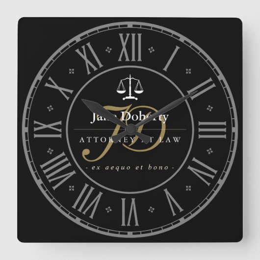 Exzellente Zeiten | Anwalt Quadratische Wanduhr (Vorderseite)