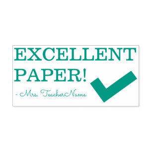 "EXZELLENTES PAPIER!" + Name des Pädagogen Rubber- Permastempel