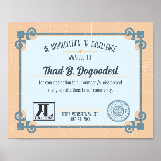 Exzellenzaktor für die Anerkennung von Mitarbeiter Poster (Vorne)