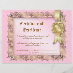 Exzellenzzertifikat Gold rosa Krone