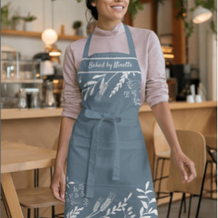 Exzentrischer Blumenkranz in Blau Personalisierte  Schürze