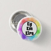 Ey Em Eirs Pronouns im Wasserfarbkreis Button (Vorne & Hinten)