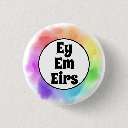 Ey Em Eirs Pronouns im Wasserfarbkreis Button (Vorderseite)