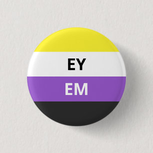 Ey/Em Pronomen-Nicht-Binäres Flaggen-Abzeichen Button