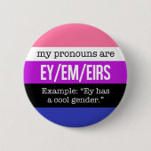Ey/Em Pronomina - Genderfluid Flagge Button (Vorderseite)