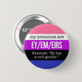 Ey/Em Pronomina - Genderfluid Flagge Button (Vorne & Hinten)