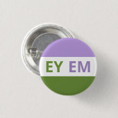 Ey/Em Pronomina Genderqueer Flaggen-Abzeichen Button (Vorne & Hinten)