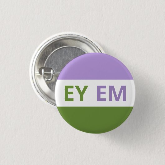 Ey/Em Pronomina Genderqueer Flaggen-Abzeichen Button (Vorne & Hinten)