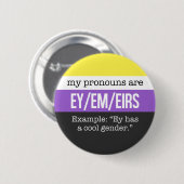 Ey/Em Pronomina - Nonbinary Flagge Button (Vorne & Hinten)