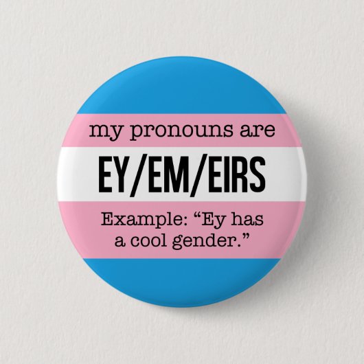Ey/Em Pronomina - Transgender-Flagge Button (Vorderseite)