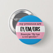 Ey/Em Pronomina - Transgender-Flagge Button (Vorne & Hinten)