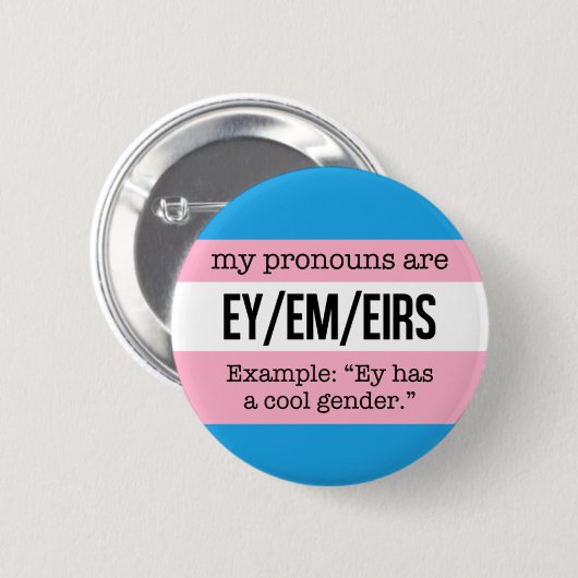 Ey/Em Pronomina - Transgender-Flagge Button (Vorne & Hinten)