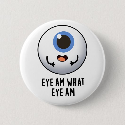 Eye Am Eye Am Funny Eyeball Puff Button (Vorderseite)