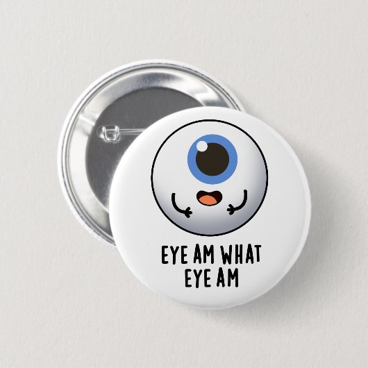 Eye Am Eye Am Funny Eyeball Puff Button (Vorne & Hinten)