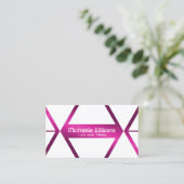 Eye Catcher White Geometric Shimmery Pink Stilvoll Visitenkarte (Stehend Vorderseite)