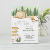 Eye catching birthday Invitation in camping vibe Einladung (Stehend Vorderseite)
