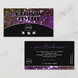 Eye Catching Black Lila Sparkle Glitzer Add Logo Visitenkarte