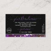 Eye Catching Black Lila Sparkle Glitzer Add Logo Visitenkarte (Rückseite)