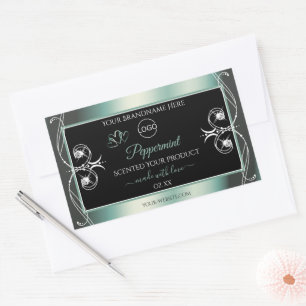 Eye Catching Black Mint Aquamarin Product Labels L Rechteckiger Aufkleber