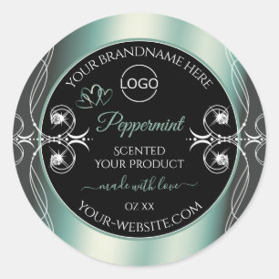 Eye Catching Black Mint Aquamarin Product Labels L Runder Aufkleber