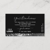 Eye Catching Black Silver Sparkle Glitzer Add Logo Visitenkarte (Rückseite)