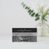 Eye Catching Black Silver Sparkle Glitzer Add Logo Visitenkarte (Stehend Vorderseite)