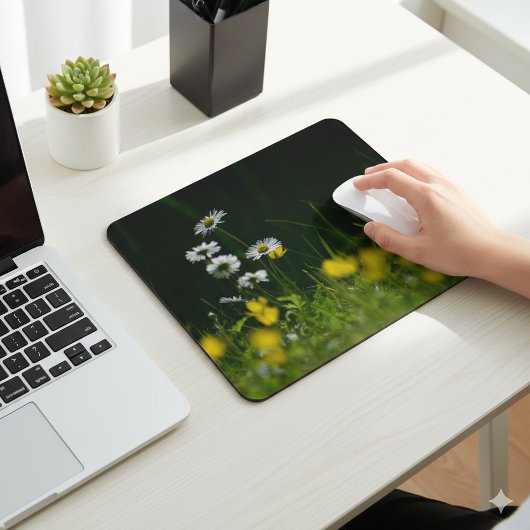 Eye Catching Daisy Flower Mouse Pad for Office Com Mousepad