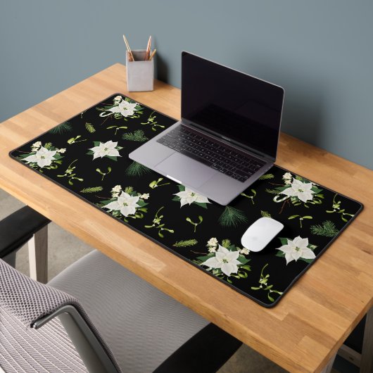 Eye Catching Floral Pattern Classic Black Schreibtischunterlage (Büro 2)