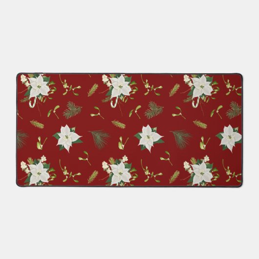 Eye Catching Floral Pattern Deep Red Schreibtischunterlage (Vorderseite)