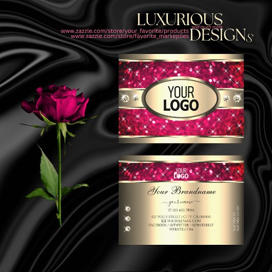 Eye Catching Gold Pink Glitzer Diamonds hinzufügen Visitenkarte