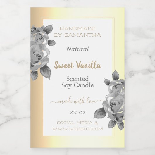 Eye Catching Gold Product Labels Kerzen Beauty & Lebensmitteletikett (Einzelnes Label)