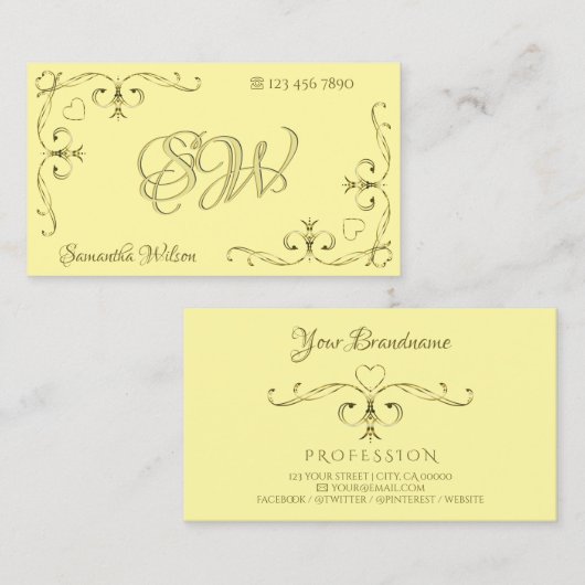 Eye Catching Gold Verziert Corners Initialen auf C Visitenkarte (Vorne/Hinten)